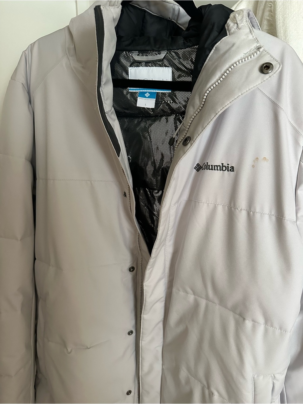 Columbia Men's Light Gray Hooded Puffer Jacket